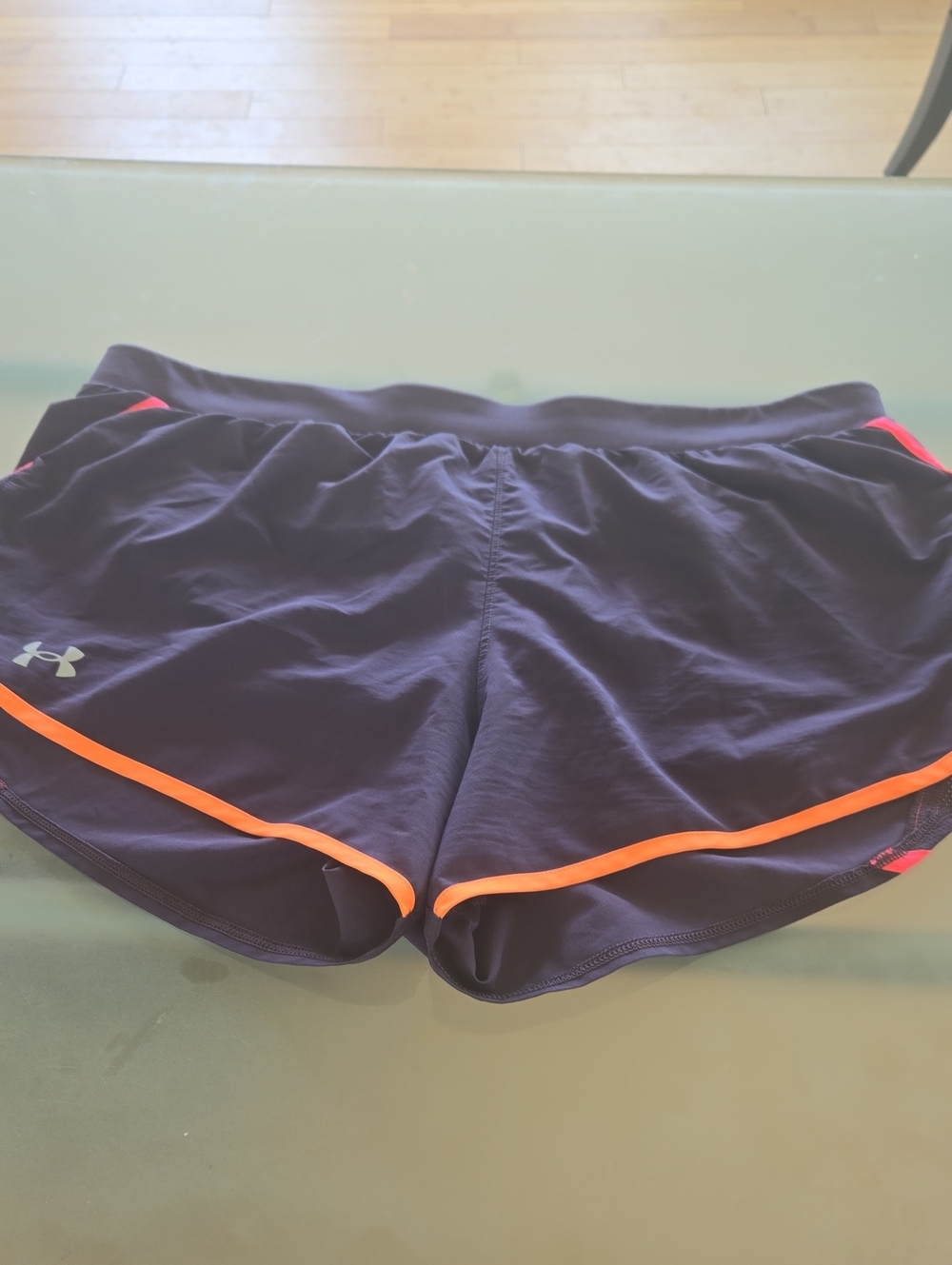 Under Armour Women's Navy Athletic Shorts with Orange Trim